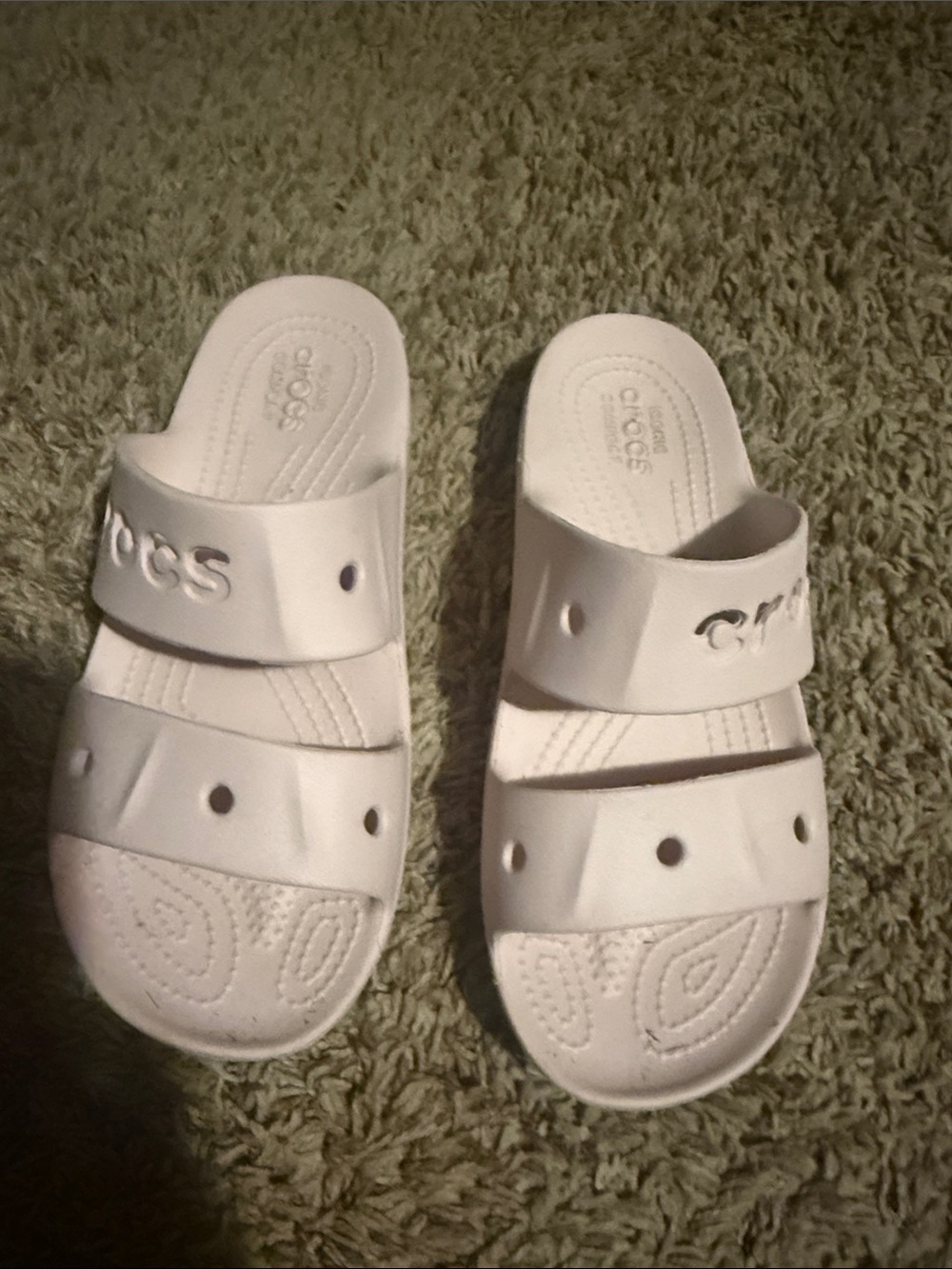 CROCS White Kids Dual-Strap Slide Sandals